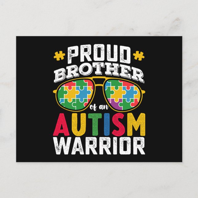 Proud Brother Of An Autism Warrior Family Postcard (Front)