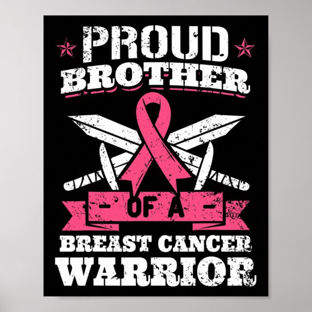 Proud Brother Of Breast Cancer Warrior Pink Awaren Poster (Front)