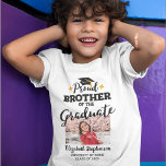 Proud Brother of the graduate photo name 2023 T-Shirt<br><div class="desc">Celebrate your brother's or sister's graduation with this modern t-shirt featuring a "Proud BROTHER of the Graduate" caption in black contemporary fonts decorated with a grad cap with a golden tassel. Easily customize this t-shirt with a picture of the graduate, the graduation year, and the school's name by editing the...</div>