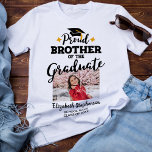 Proud Brother of the graduate photo name T-Shirt<br><div class="desc">Celebrate your brother's or sister's graduation with this modern t-shirt featuring a "Proud BROTHER of the Graduate" caption in black contemporary fonts decorated with a grad cap with a golden tassel. Easily customize this t-shirt with a picture of the graduate, the graduation year, and the school's name by editing the...</div>
