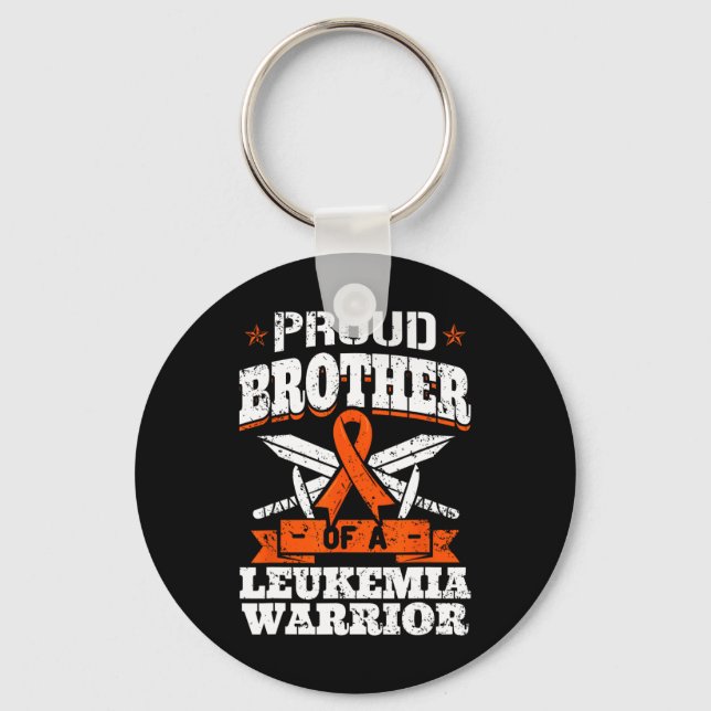 Proud Brotther Of A Leukemia Warrior Bro Awareness Keychain (Front)