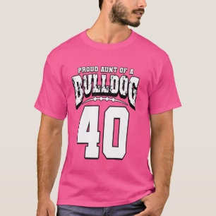 Proud Bulldog Football Aunt Of Player 40 T-Shirt