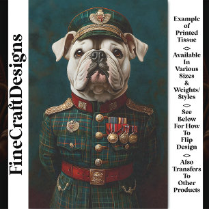 Proud Bulldog, Military Uniform CF2 Decoupage Tissue Paper