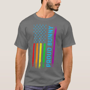 Proud Bunny LGBT LGBTQ Rainbow Flag Proud Grandma  T-Shirt