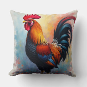 Proud but brilliant displayed Rooster Throw Pillow