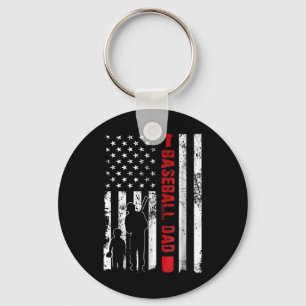 Proud Bysebyll Dad American Flag Sports Father Day Keychain