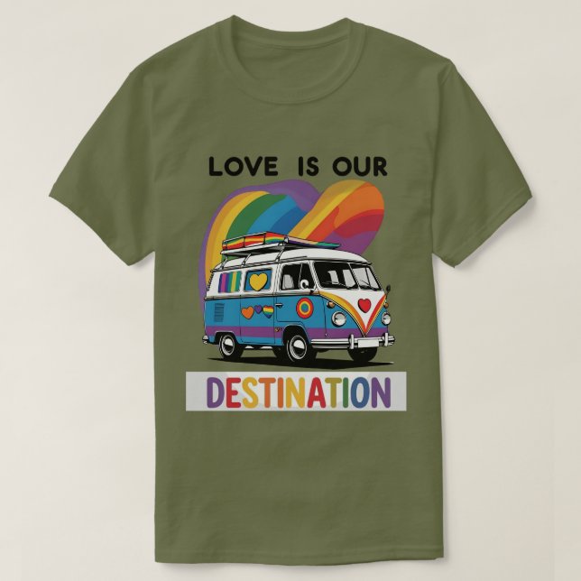 Proud Camper – Rainbow RV Pride T-Shirt (Design Front)