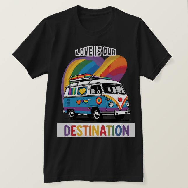 Proud Camper – Rainbow RV Pride T-Shirt (Design Front)