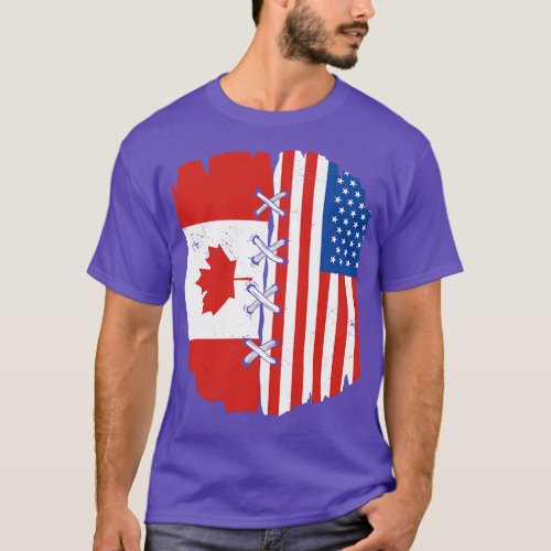 Proud Canadian American Heritage Canada USA Flags T_Shirt