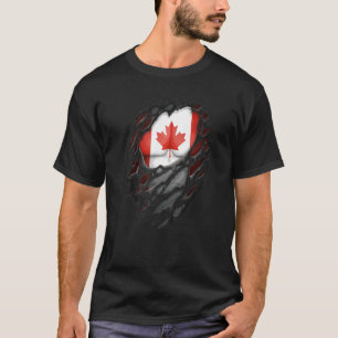 Proud Canadian Roots Torn Ripped Canada Flag T-Shirt