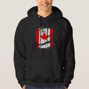 Proud Canadian  Torn Ripped Canada Flag Hoodie