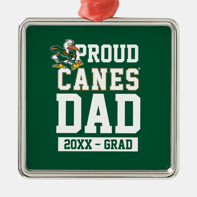 Proud Canes Dad with Class Year Metal Ornament (Front)