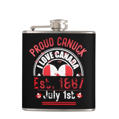 Proud Canuck Canada Day Flask
