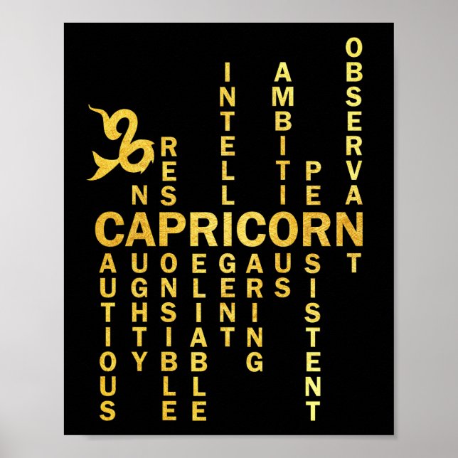 Proud Capricorn Zodiac Characteristics Astrology Poster (Front)