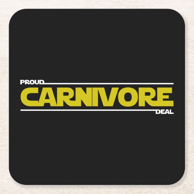 Proud Carnivore. Deal. Square Paper Coaster (Front)