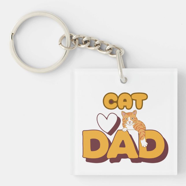 Proud Cat Dad Father's Day Double-Sided  Keychain (Front)