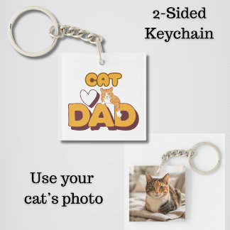 Proud Cat Dad Father's Day Double-Sided  Keychain
