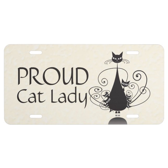 Proud Cat Lady & Black Cat Family License Plate 1 (Front)