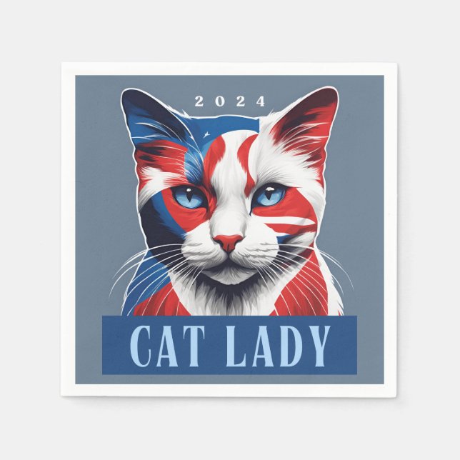 Proud Cat Lady Democrat 2024 US Election Napkins (Front)
