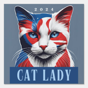 Proud Cat Lady Democrat 2024 US Election Sign