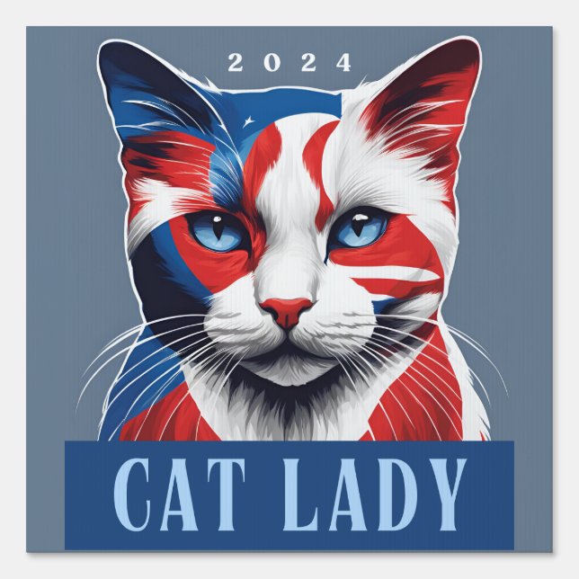 Proud Cat Lady Democrat 2024 US Election Sign (Front)