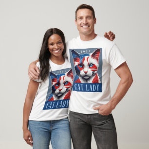 Proud Cat Lady Democrat 2024 US Election T-Shirt