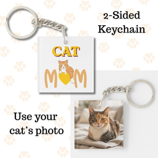 Proud Cat Mom Mother's Day Double-Sided  Keychain (Cat Mom 2-sided keychain)