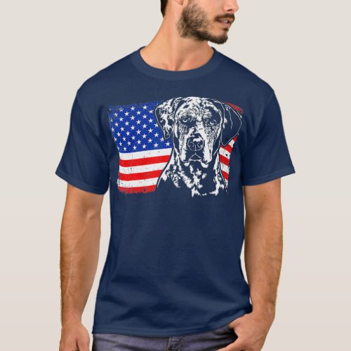 Proud Catahoula Leopard Dog American Flag dog T_Shirt