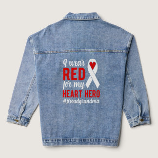 Proud CHD Warrior Grandma Congenital Heart Disease Denim Jacket