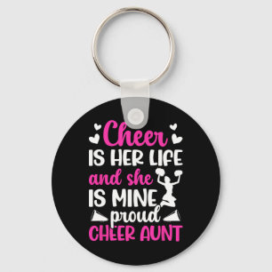 Proud Cheer Aunt Of A Cheerleader Auntie Cheerlead Keychain