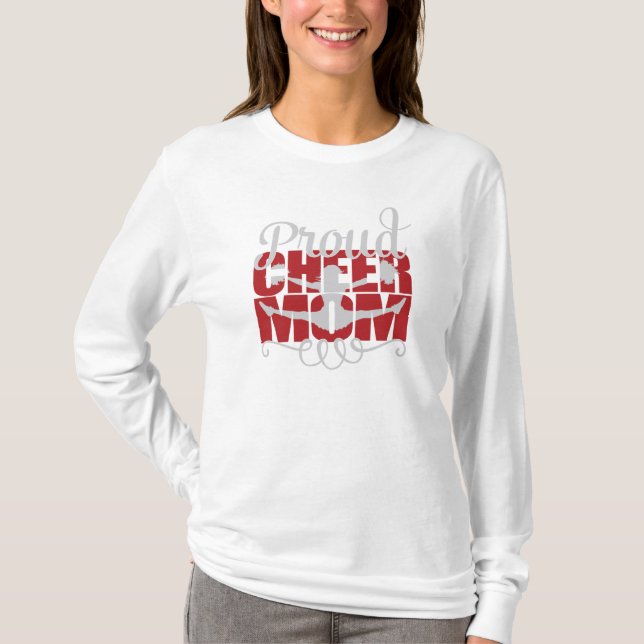 Proud Cheer Mom with Red letters T-Shirt (Front)