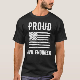Proud Civil Engineer Profession American Flag T-Shirt