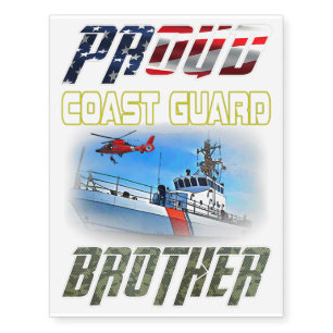 Proud Coast Guard Brother Flag American Hero Gift Temporary Tattoos