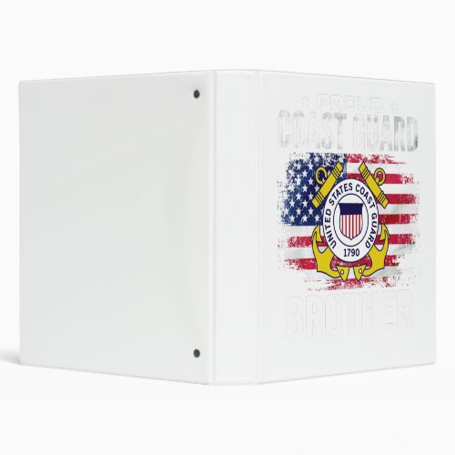 Proud Coast Guard Brother With American Flag Gift 3 Ring Binder