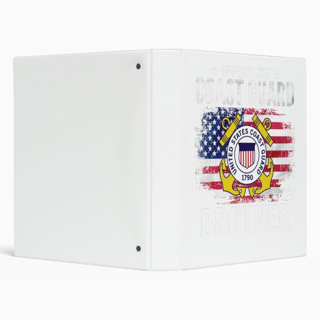 Proud Coast Guard Brother With American Flag Gift 3 Ring Binder (Background)