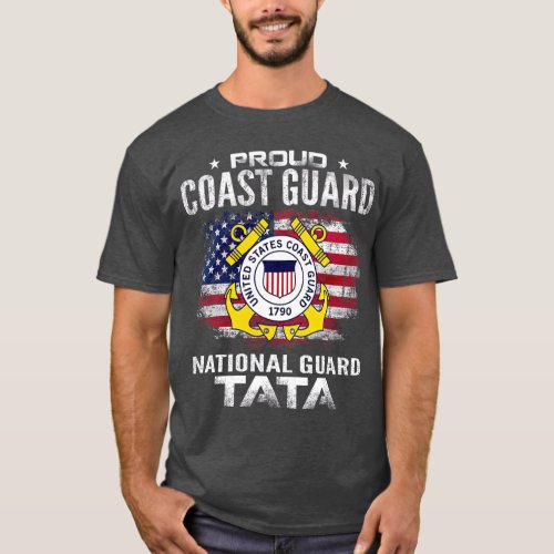 Proud Coast Guard National Guard Tata With Flag T_Shirt