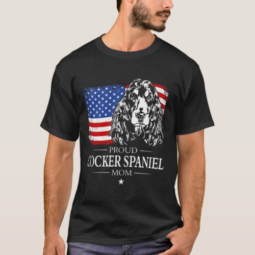 Proud Cocker Spaniel Mom American Flag patriotic d T_Shirt