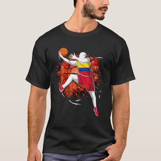 Proud Colombia Basketball Lovers Colombian Nationa T-Shirt (Front)