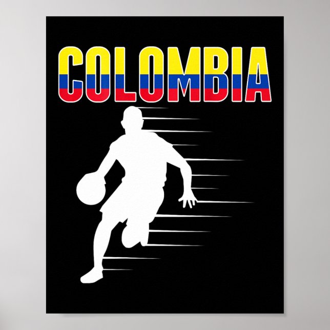 Proud Colombia Sketll Fans Jersey Colombian Flag L Poster (Front)