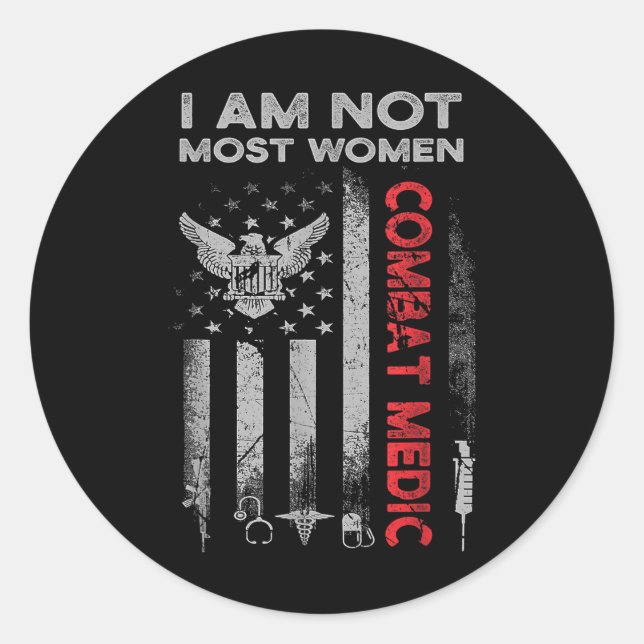 Proud Combat Field Medic Veteran Soldier Gifts Com Classic Round Sticker (Front)