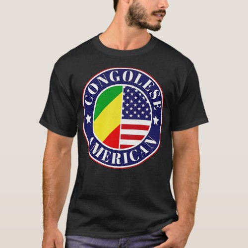 Proud CongoleseAmerican Badge Congo Republic of th T_Shirt