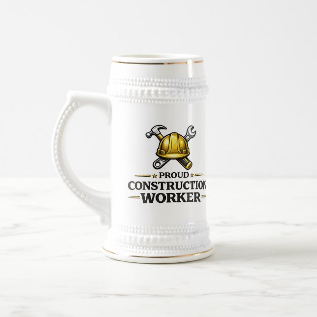 Proud Construction Worker Beer Stein (Left)