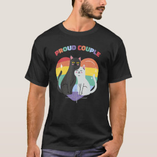 Proud Couple Cat Lgbt Gay Lesbian Rainbow Pride M T-Shirt