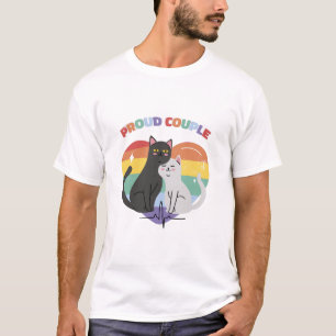 Proud Couple Cats Rainbow Heart T-Shirt