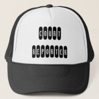 Proud court reporter black white letter hat