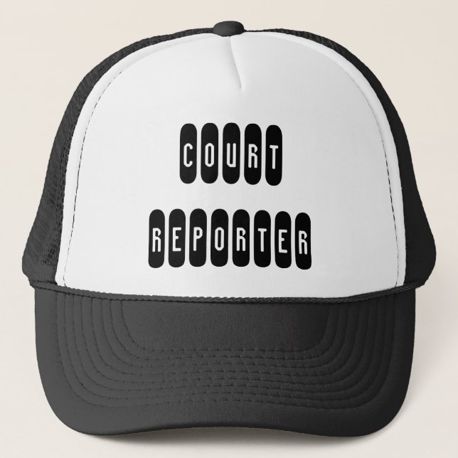 Proud court reporter black white letter hat (Front)