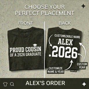 PROUD COUSIN Class of 2026 Personalized Graduation T-Shirt
