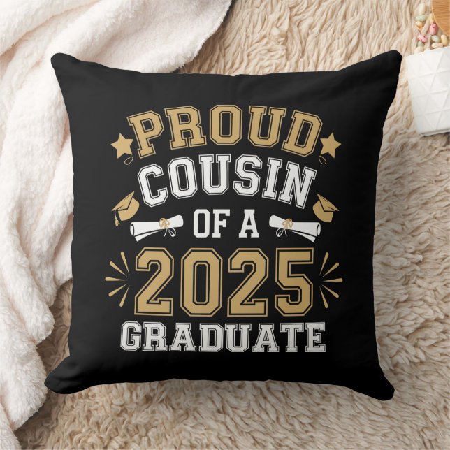 Proud Cousin Of A 2025 Graduate Family Graduation Throw Pillow (Blanket)
