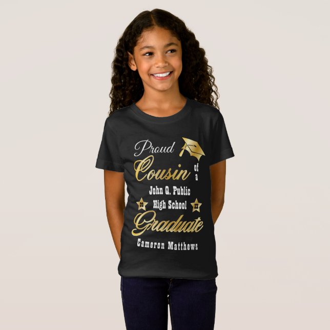 Proud Cousin of Graduate Name | School Graduation T-Shirt (Front Full)
