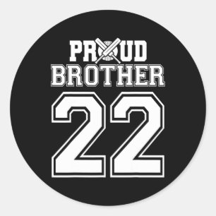 Proud Cricket Brother Number 22 Classic Round Sticker